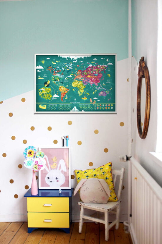 mapa świata dla dzieci zdrapka